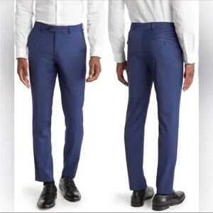 Penguin Osmanp Solid Blue Slim Fit Wool Blend Dress Pants Mens Size 36X34
